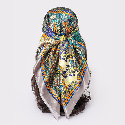Spring and Autumn New Large Square Scarf Large Silk Scarf Decorative South Korea All-match Women's Scarf Headscarf Scarf Chic Style Hair Belt Art