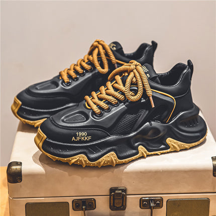 Men's Spring niche fashion sneaker running shoes popcorn casual sneakers men's shoes thick sole height increasing daddy shoes
