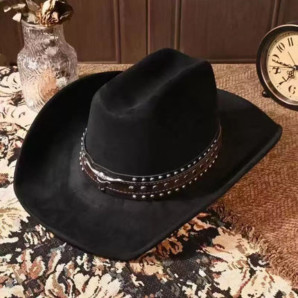 Solid Color Light Board Felt Western Cowboy Hat Outdoor Autum Hat Women's Simple French Hat Men's High-End