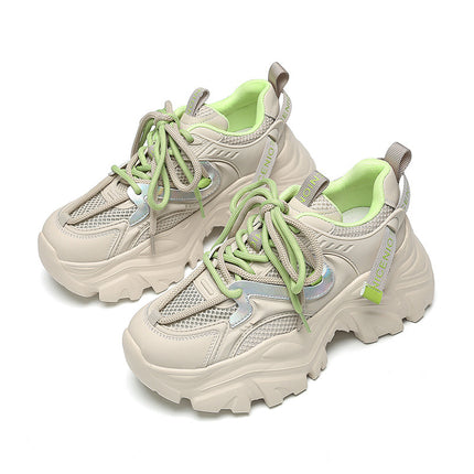 New Spring Shoes, Thick-Soled Women's Shoes, Versatile Height-Increasing Shoes, Non-Slip, Breathable, Lightweight Dad Shoes, Mesh Sneakers for Women