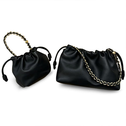 2026 New Chinese Style Crossbody Women's Bag, Cowhide Lucky Bag, Bucket Bag, Drawstring Cloud Bag, Single Shoulder Crossbody Underarm Women's Bag