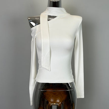 South Korea Dongdaemun's new product is very feminine ~ atmosphere feeling with shoulder strap and figure long sleeve T-shirt le