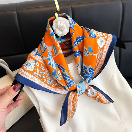 Simulated Silk Printed Silk Scarf for Women, Korean Cashew Leopard Print Headscarf, Four-Season Scarf, Professional Scarf Wholesale