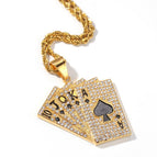 Diamond poker pendant +3mm twist chain