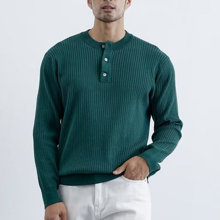Autumn and Winter Henry Collar Knitwear Men's Round Neck Warm Winter Clothing Men's Design Door Tube Collar Versatile Casual Knitwear