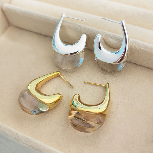 New French-Style Gold Earrings for Women, Niche Design with a High-End Light Luxury Temperament, Versatile and Minimalist Cool Style Earrings for Women