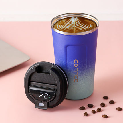 Simple wind solid color 304 stainless steel thermos cup intelligent display temperature coffee cup car portable wholesale logo
