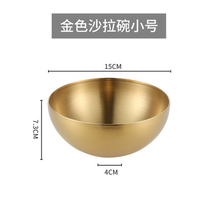 Stainless Steel Salad Bowl Korean Single-Layer Large Noodle Soup Cold Noodles Barbecue Instant Noodle Bowl Snail Noodles Mixed Rice Cooking Brushed