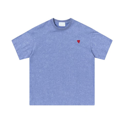 Cross-Border Am* Short-Sleeved Pure Cotton Embroidered Round Neck T-Shirt Summer Casual Loose Couple Wear Star Same Style Drop Shipping