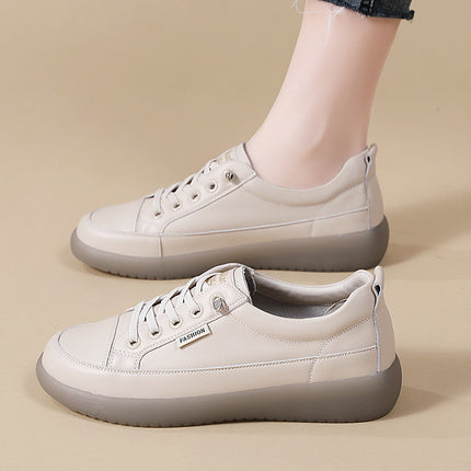 Simple White Shoes, Breathable Tendon Soft-Soled Flats, Women's Shoes, Student Casual Shoes, Comfortable Slip-On Work and Commuting Shoes