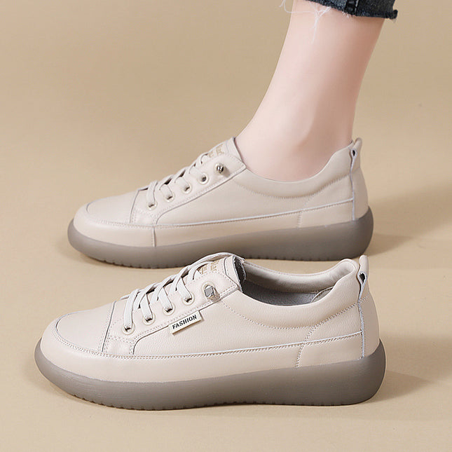 Simple White Shoes, Breathable Tendon Soft-Soled Flats, Women's Shoes, Student Casual Shoes, Comfortable Slip-On Work and Commuting Shoes