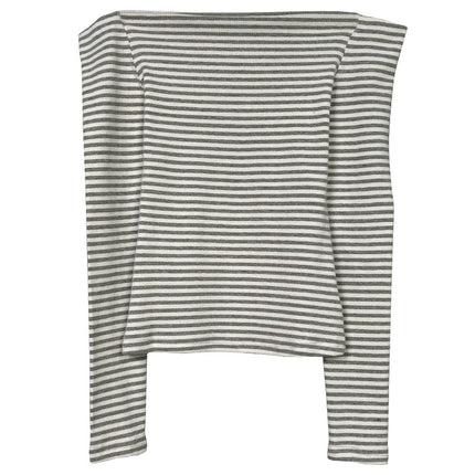 South Korea Dongdaemun New Products Recommend Good Goods Sexy Shoulder Stripe Slimming Comfortable Long Sleeve T-Shirt