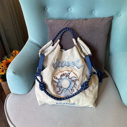 ball chain Japanese high quality eco-friendly shopping bag embroidered hand canvas bag nylon shopping bag