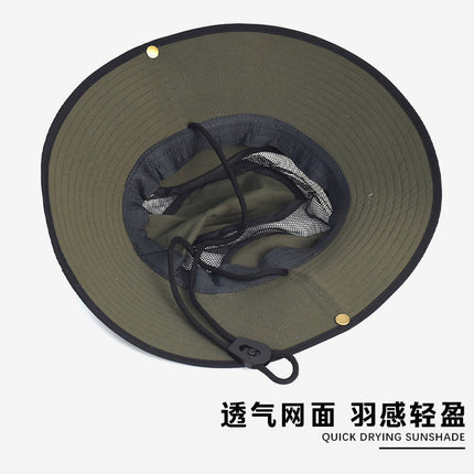 Summer Mesh Breathable Sun Protection Hat for Men and Women Outdoor Hiking Fishing Camping Style Mountaineering Hat Large Brim Western Cowboy Hat