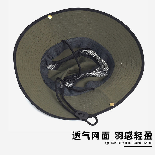Summer Mesh Breathable Sun Protection Hat for Men and Women Outdoor Hiking Fishing Camping Style Mountaineering Hat Large Brim Western Cowboy Hat