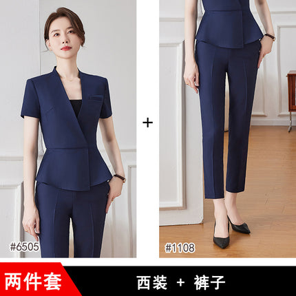 Jindian work clothes suit summer gray temperament professional suit jewelry shop work hotel front desk work clothes for women