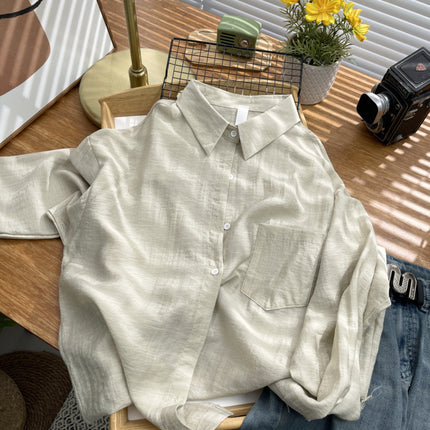 Looking forward to summer ~ French cotton and linen sunscreen shirt women's cotton and linen thin shirt high-grade anti-wrinkle long sleeve coat