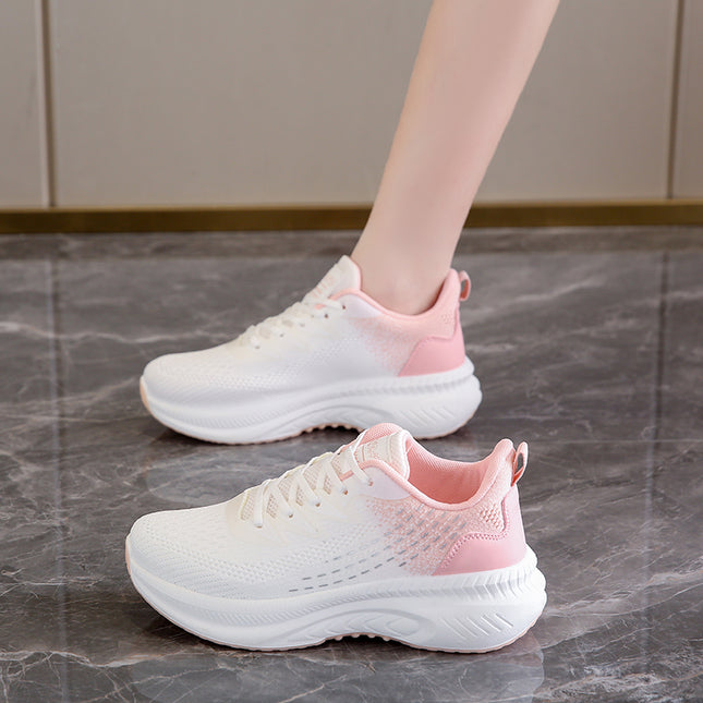 Summer Light Women's Shoes Soft Sole 2024 Flying Mesh Surface Breathable Feeling Running White sneaker Women's Tide
