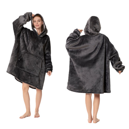 Amazon's New Hooded Adult Cold-Proof Clothing for Couples to Wear Outside Home Clothes Cross-Border Same Style Flannel Nightgown