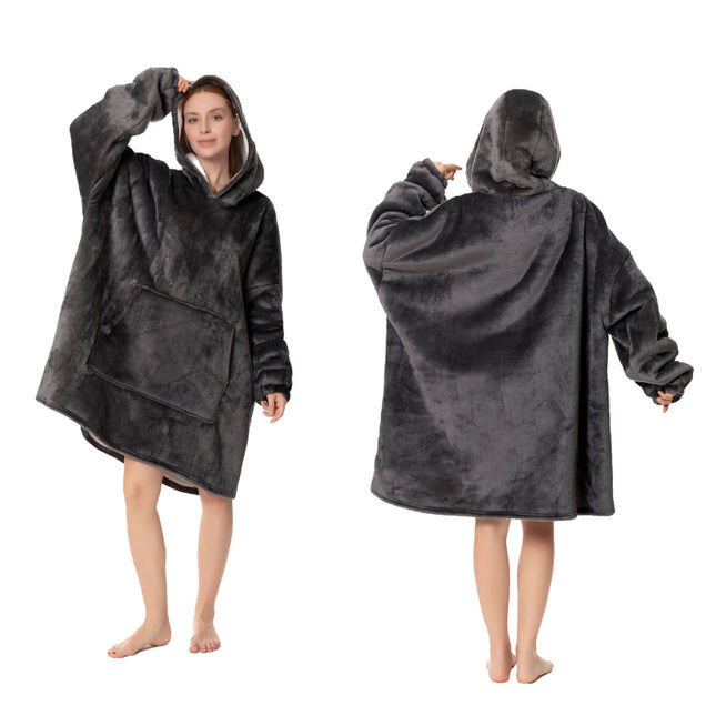 Amazon's New Hooded Adult Cold-Proof Clothing for Couples to Wear Outside Home Clothes Cross-Border Same Style Flannel Nightgown