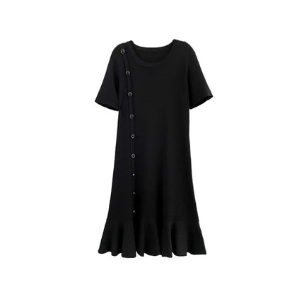 Cross-border French Style Retro Hepburn Style Black dress Women's Gentle and Elegant Summer New Style Elegant Slim-fit Knitted Dress