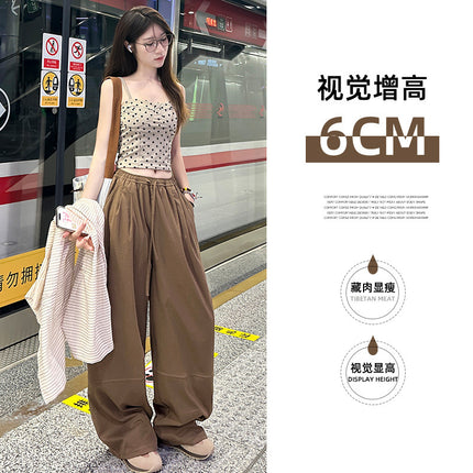 Wide-Leg Pants for Women Summer 2025 New Petite Straight Pants Loose High-Waisted Drape Floor-Length American-Style Cargo Pants