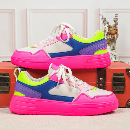 European Women's Shoes 2025 New Thick-Soled Height-Increasing Retro Sneakers Couple Style Color-Blocking Fashion Versatile Outdoor Trendy Shoes