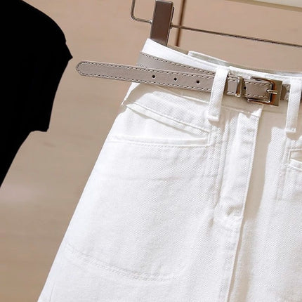 Petite High-Waisted White Versatile Denim Skirt for Women 2025 Summer New Design Commuter Short Skirt