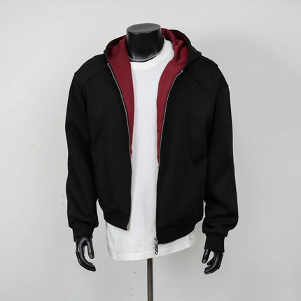 American Trendy Brand Heavy Design Cardigan Hooded Sweatshirt Men's Autum Loose and Versatile Contrasting Color Couple Jacket Jacket