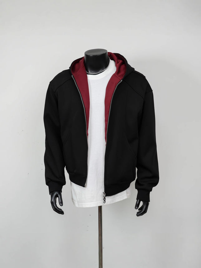 American Trendy Brand Heavy Design Cardigan Hooded Sweatshirt Men's Autum Loose and Versatile Contrasting Color Couple Jacket Jacket