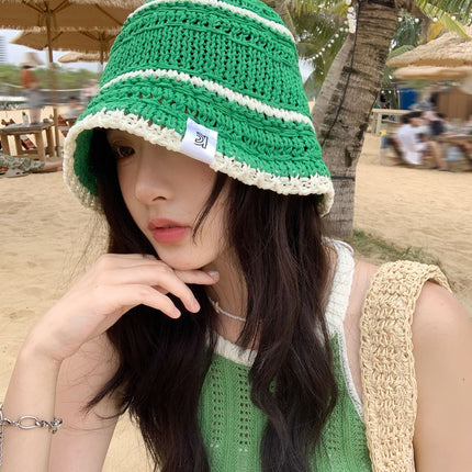 Colorful Straw Fisherman Hat Women's Summer Face Showing Small New All-match Straw Hat Beach Sunshade Sun Hat Trendy