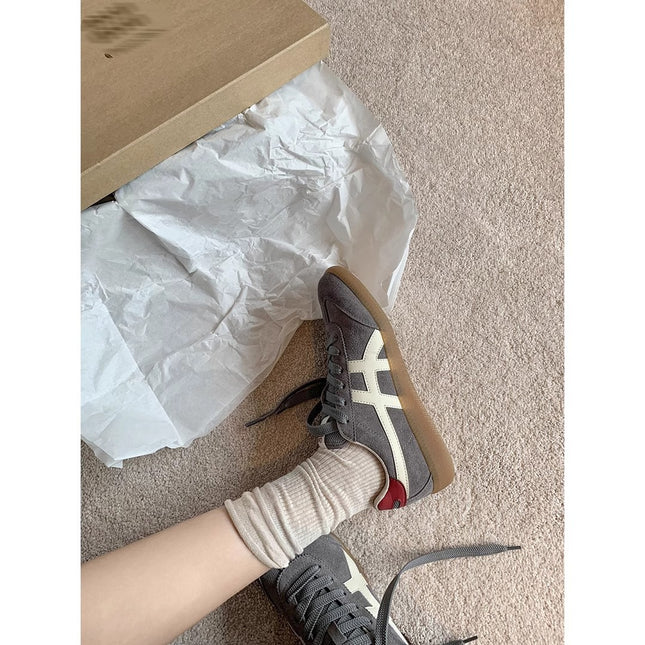 [sheii Su Yinyin] Intellectuals ~ Retro College Style Leather Lace-up Casual sneaker Women's German Training Shoes