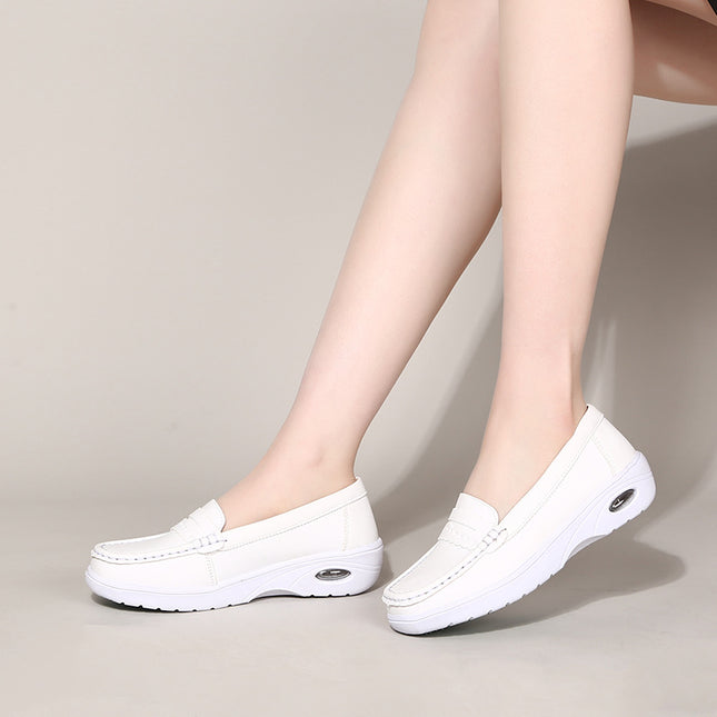 2025 new women's shoes air cushion nurse shoes women's shoes soft bottom breathable all-match flat shoes work small white shoes