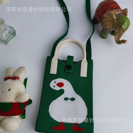 Girl's Heart-Shaped Knitted Crossbody Bag