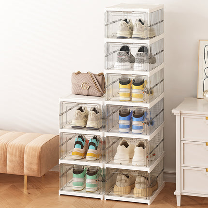 Simple Artifact Dust-proof Plastic Shoes Storage Transparent Use Free-installation Shoe Box Shoe Cabinet Folding Shoe Rack