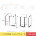 8180. detachable partition transparent box - large 6 compartments with a pair of 8184 snap buttons pet high transparency