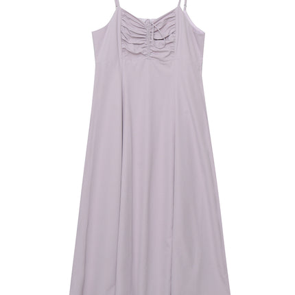A0109 Summer New Women's Clothing Plus Size Fat mm Elegant French High-Waisted Waist-Cinching Pleated Spaghetti Strap Dress-Bfd