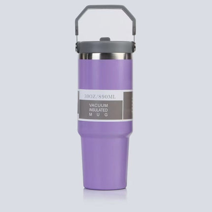 Cross-Border 30oz Stainless Steel Car Cup Large Capacity Car Portable Ice Cup with Straw Single Drink Thermos Cup