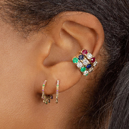 European and American French Style Light Luxury Ins Style Fashion Micro-inlaid Colorful Zircon Earrings Women's Distinctive All-match Fashionable Ear Ring Earrings