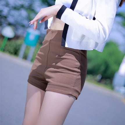 Black Tight Outer Wear Base A- word Hot Pants Summer New Large Size High Waist Hot Girl American Style Sexy Shorts