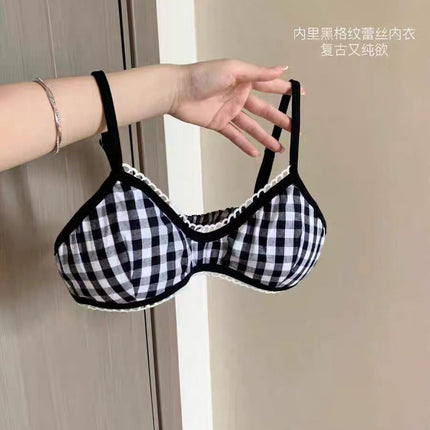 Solid Color French Sexy Solid Color Triangle Cup No Steel Ring Comfortable Bra Thin Shoulder Strap Underwear Front Buckle Bra Trend