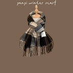 Korean plaid scarf-brown