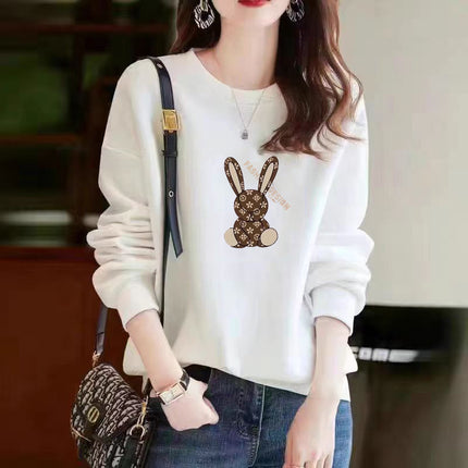 Heavy Chinese Cotton Sweater fleece-lined Thickened Autumn and Winter Printed Loose Couple's Top Long Sleeve Unisex Base Shirt