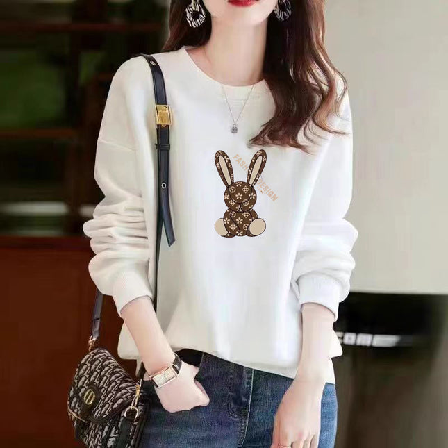 Heavy Chinese Cotton Sweater fleece-lined Thickened Autumn and Winter Printed Loose Couple's Top Long Sleeve Unisex Base Shirt