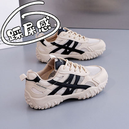 2025 New Summer Single Mesh Breathable Women's Shoes Lightweight Non-Slip Sports Shoes Soft Sole Soft Surface Dad Shoes Small White Shoes