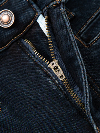 Blue-Gray Straight-Leg Fleece-Lined Towel Bottom Special Embroidered Jeans for Women, Winter 2025, High-Waisted, Slimming, Petite, Cropped Cigarette Pants