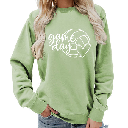 Cross-border supply of foreign trade in Europe and the United States game day printed round neck women's jacket sweater coat European size plus size