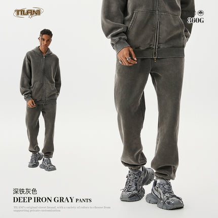 Tilani Men's Sweatshirt and Sweatpants Set Cross-Border Trendy Brand Hoodie Autumn and Winter Velvet Thickeneded Men's Two-Piece Set