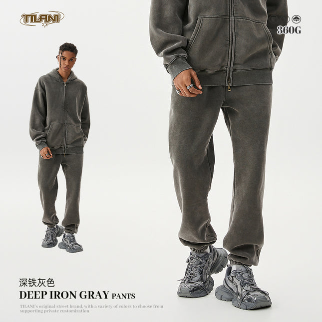 Tilani Men's Sweatshirt and Sweatpants Set Cross-Border Trendy Brand Hoodie Autumn and Winter Velvet Thickeneded Men's Two-Piece Set