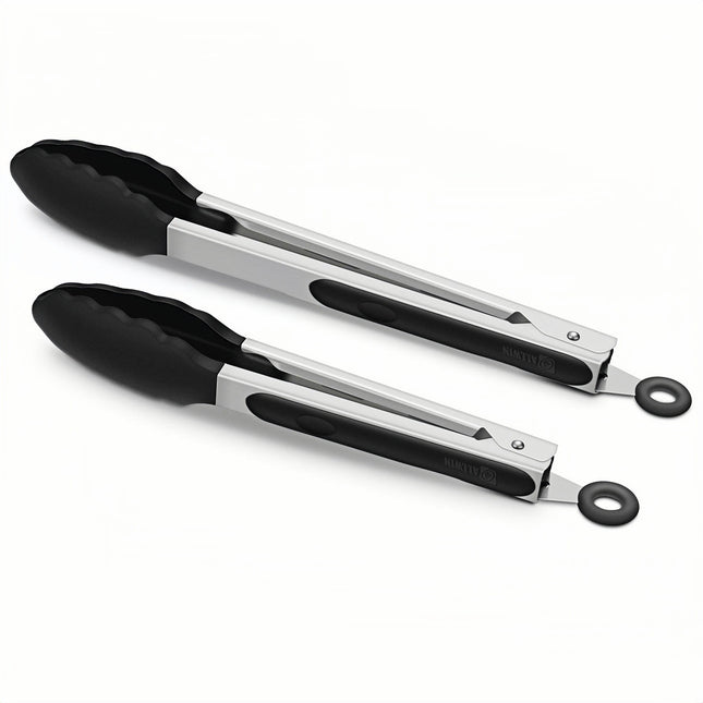 Cross-Border Black Silicone Clip High Temperature Resistant Kitchen Food Frying Stainless Steel Bread Clip Steak Clip Kitchen Food Clip